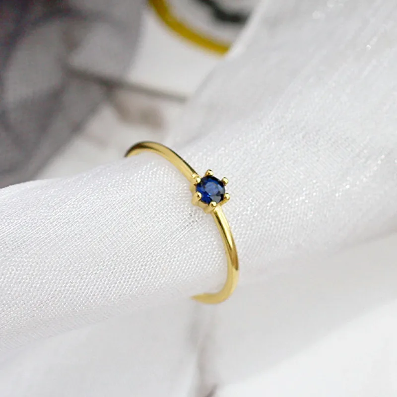 

925 Sterling Silver Blue Zircon Six claws Adjustable Size Finger Ring For Women Wedding Open Ring Silver Jewelry jz480