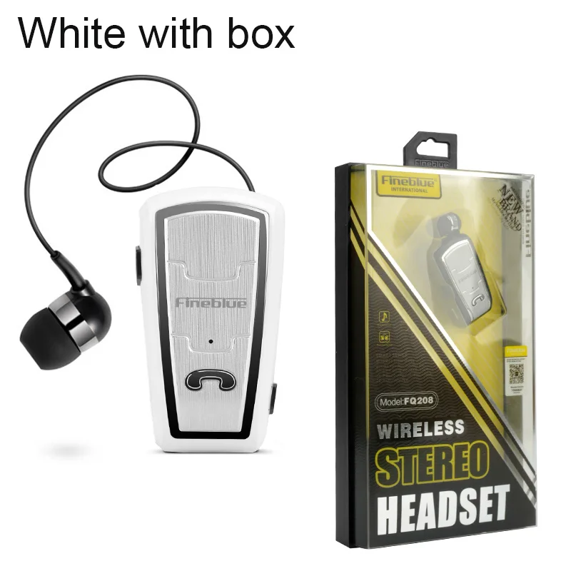 White with box Fineblue FQ208 Bluetooth наушники автомобильный бизнес стерео вытяжной наушник Шумоподавление для вызова музыки встречи - Цвет: White with box