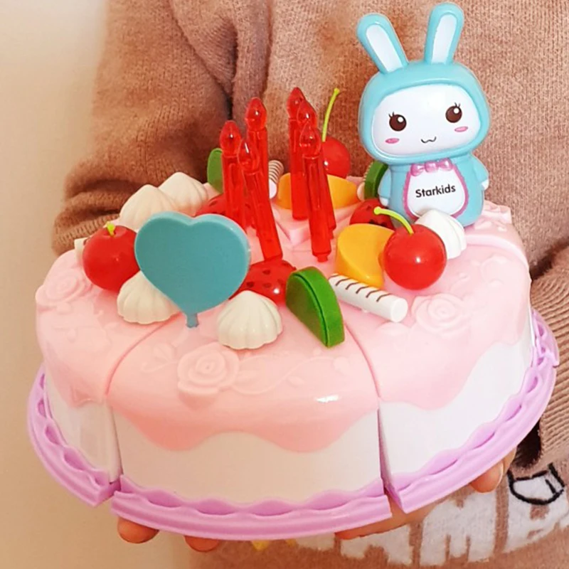 

37pcs Protend Play Fruit Cuting Birthday Toy DIY Kitchen Toys Cake Food Boys Girls Gift For Children Funny Toy