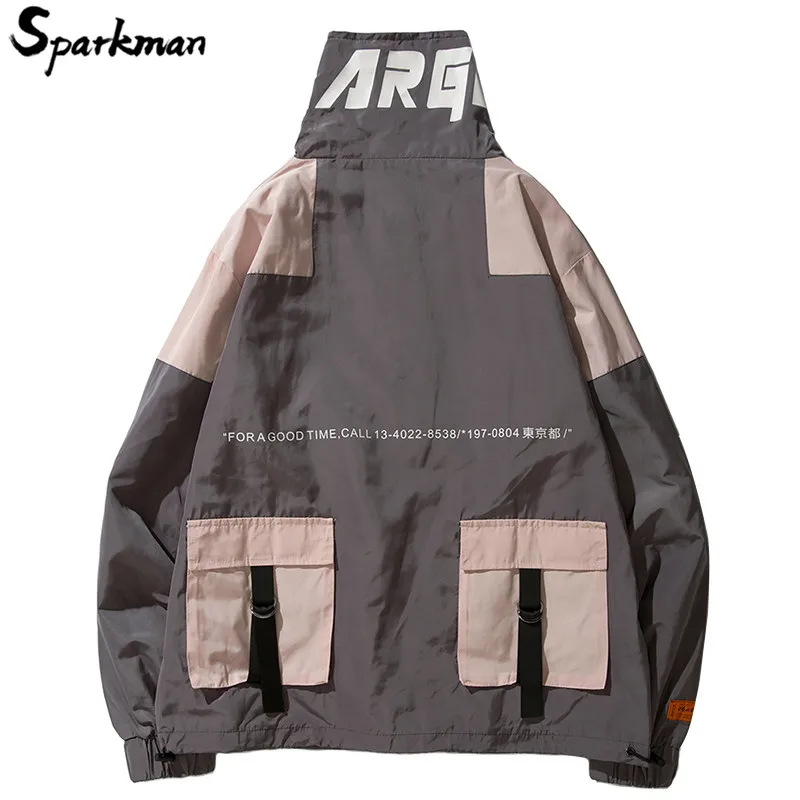 Мужская ветровка в стиле Харадзюку повседневная разноцветная куртка хип хоп с