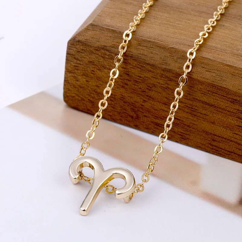 DAXI зодиакальное Ожерелье Подвеска на золотой цепочка шею бижутерия для женщин