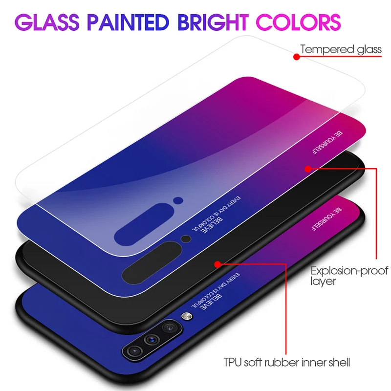 Чехол из закаленного стекла для Samsung Galaxy S8 S9 Plus S10 Lite цветной чехол Note 8 9 глянцевый