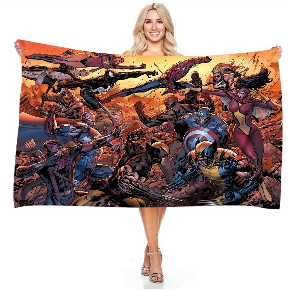 Marvel The Avengers Printed 3d Microfiber Absorbent Bath Towel Swimming Rectangular Digital Printing Beach 140x180cm | Дом и сад