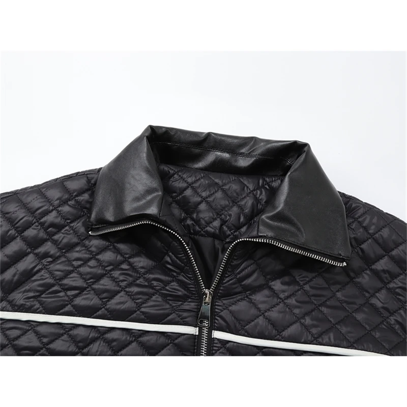 MOLAN PU Patchwork Woman Cotton-padded Coat Warm High Street Jacket Chic Thick Casual Parkas Jacket Pockets Female Outweat