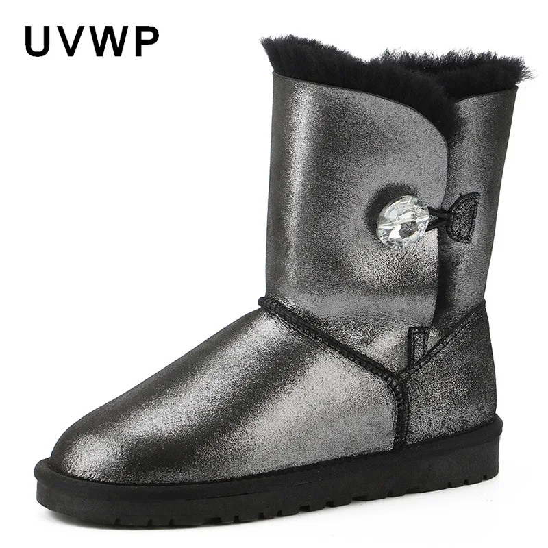 Женские ботинки из натуральной овечьей кожи теплые водонепроницаемые зимние с