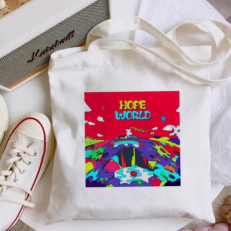 

Hope World Print Reusable Shopping Eco Bags Shopper Bag Tote Bag Canvas Bag Women Foldable Fashion Female Shoulder Bag Handbag