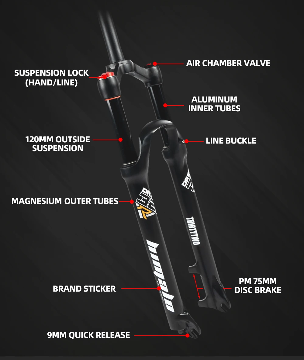 

Bicycle Air Fork 26 27.5 29 ER MTB Mountain Suspension Fork Air Resilience Oil Damping Line Lock for Over SR Bike Forks