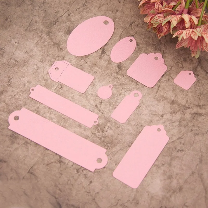 

10 Pcs Square Lace Label Metal Cutting Dies Stencils for DIY Scrapbooking Album Stamp Paper Card Embossing Stencil