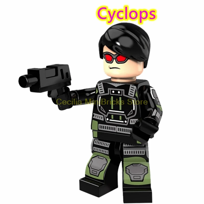 Cyclops X-men Марвел Росомаха Жан Грей проф X Магнето Apocalypse Rogue Thanos строительные блоки игрушки для детей - Цвет: Cyclops