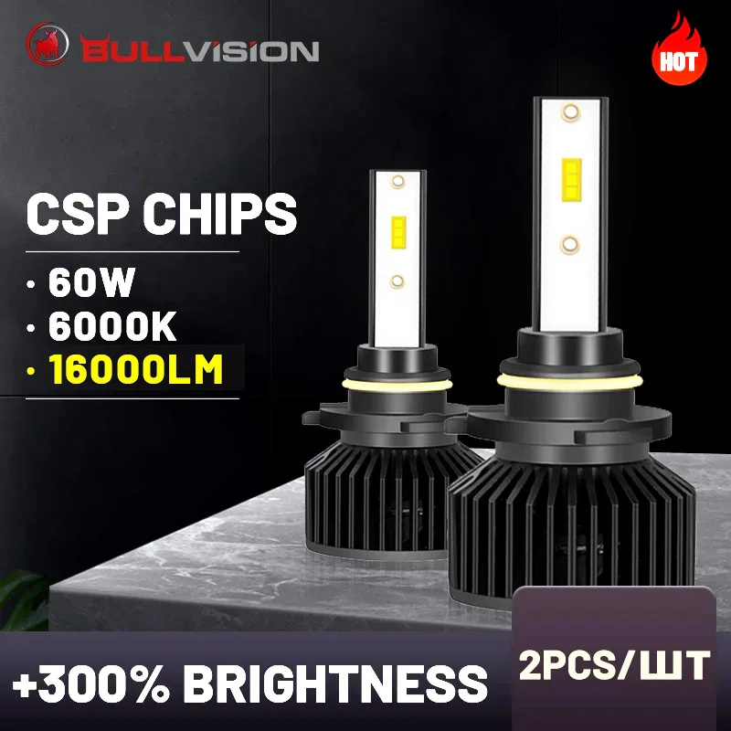 

2Pieces H1 Led H7 16000lm Headlight Led H11 H4 H13 9012 9005 9006 led bulb turbo Lamps for Car CSP Chips 60w extremely bright
