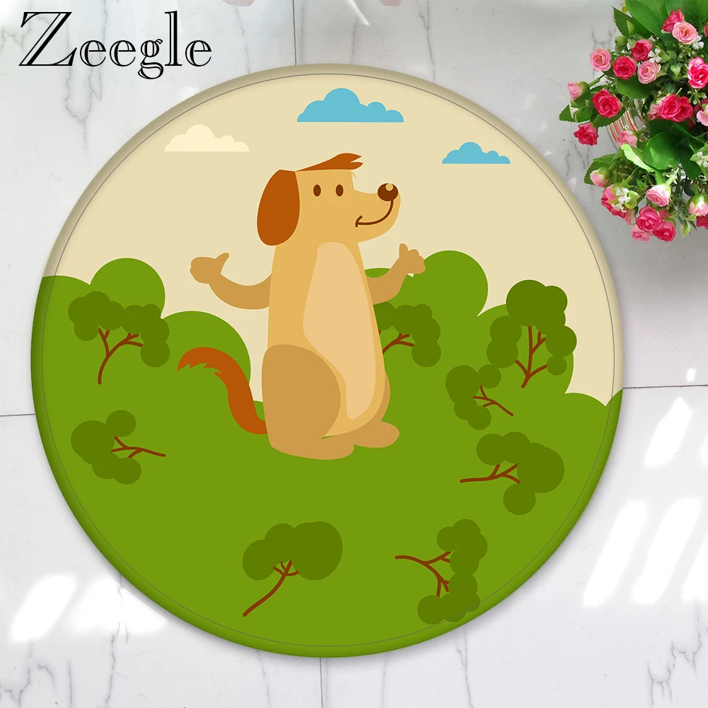 Zeegle круглый коврик Впитывающий Коврик для ног для спальни прикроватный удобный коврик для украшения прихожей современный ковер для детской комнаты