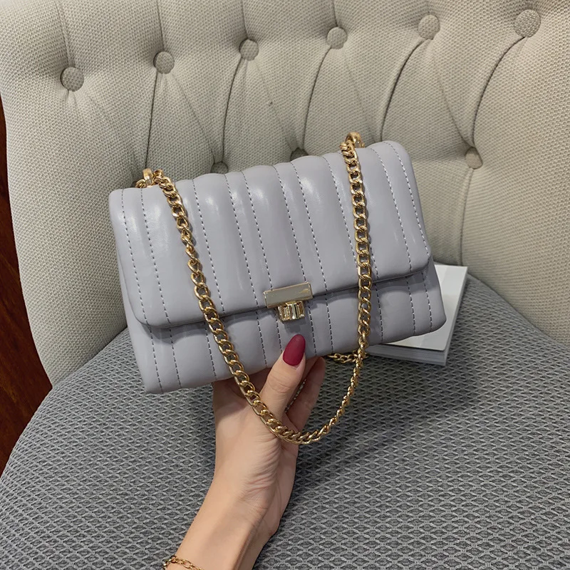 

New Texture Bag Women's 2021 Fashion Single Shoulder Chain Bag Purses Designer Handbags High Quality