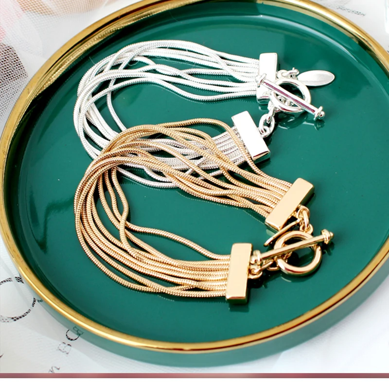 Цепочка-змея для женщин и мужчин Ювелирное Украшение под золото 18 см в стиле панк