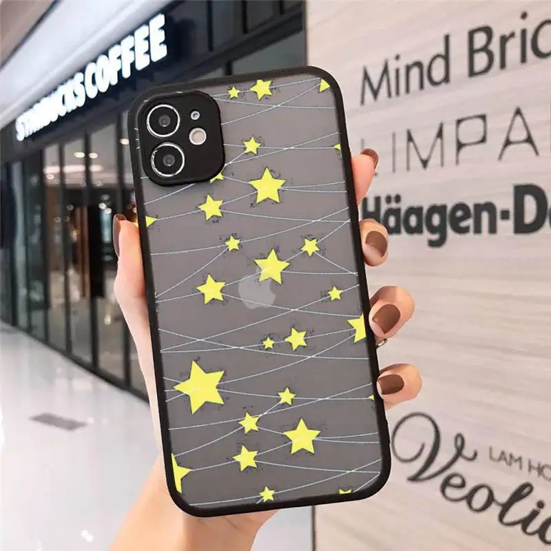

Cartoon Starry Sky star moon Phone Cases Matte Transparent for iPhone 7 8 11 12 s mini pro X XS XR MAX Plus cover funda shell