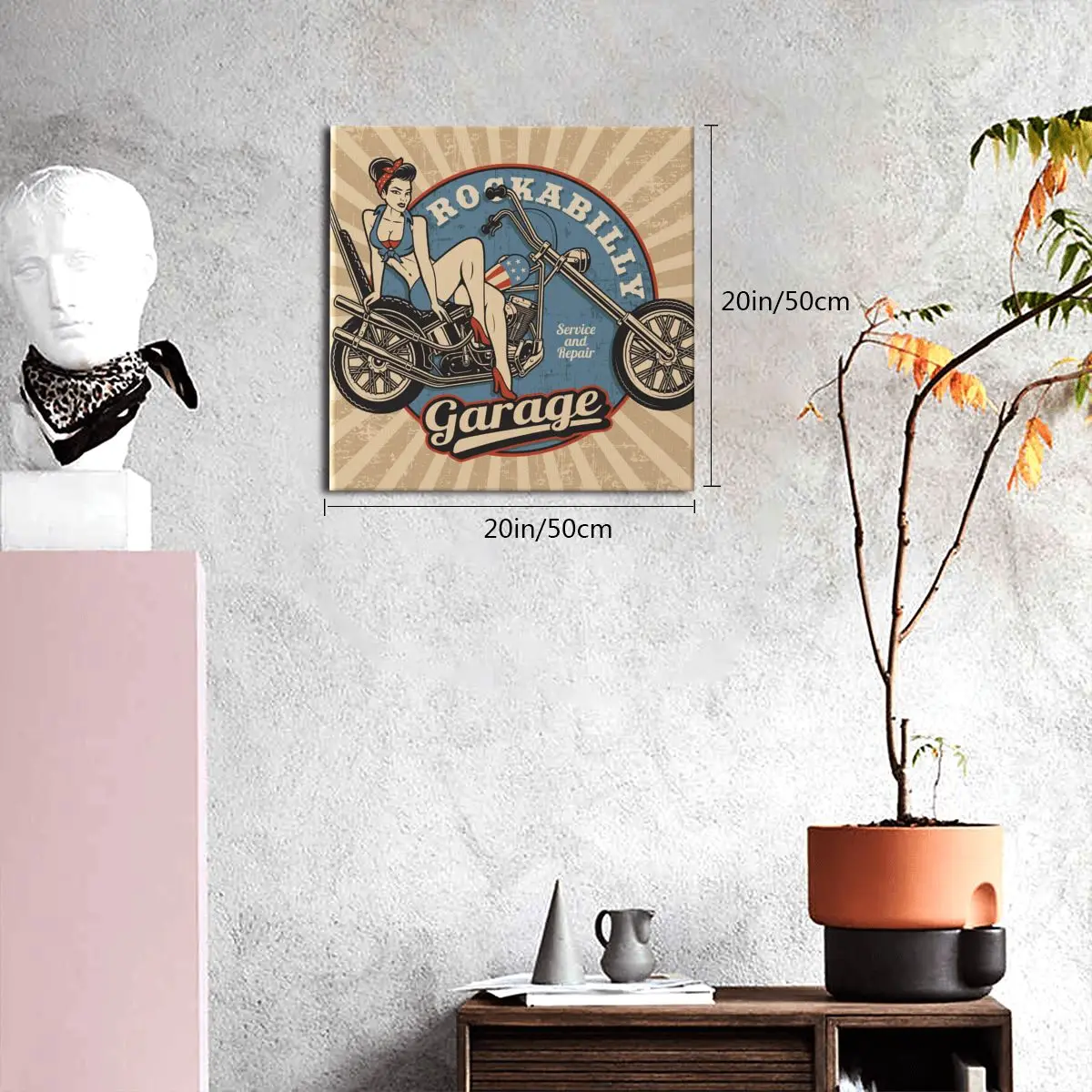 

Vintage Sexy Girl On Motorcycle American Flag Poster Unique Canvas Art Painting Home Decor Wall Art Print Living Room Decoration