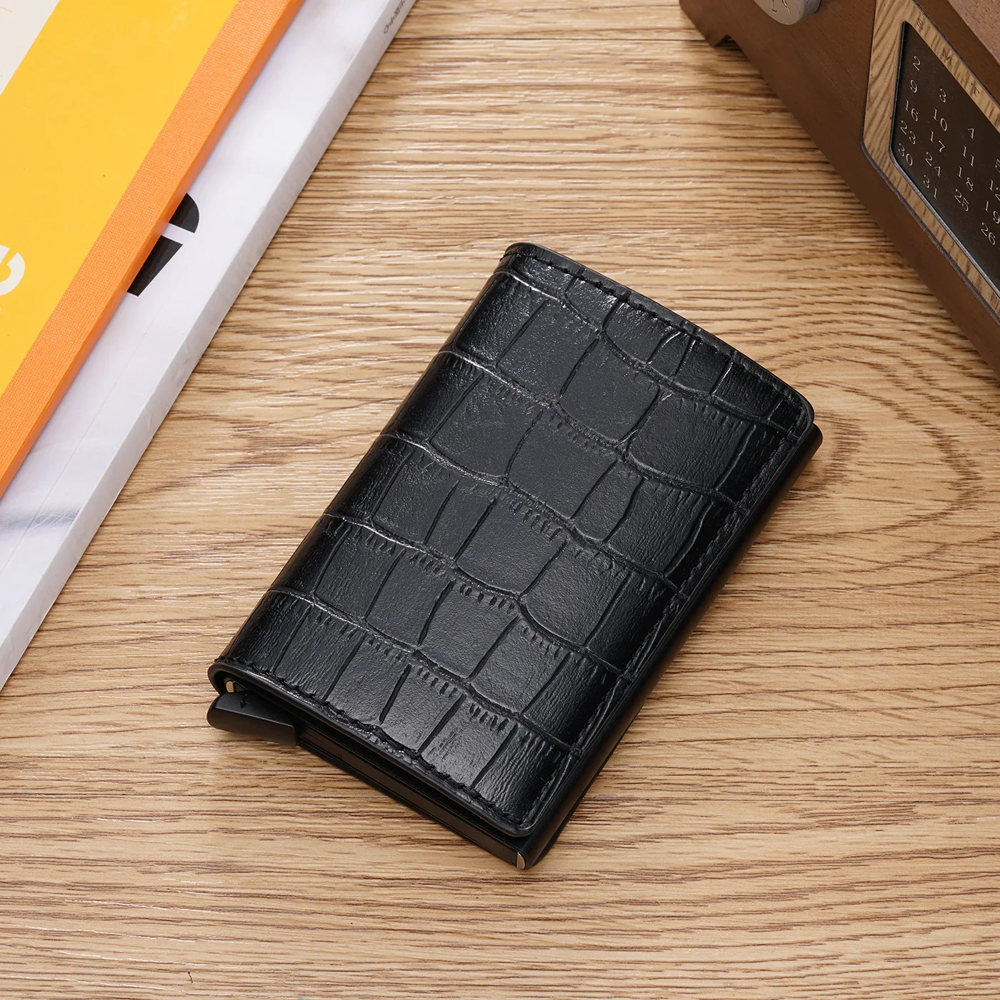 

2021 Free Name Engraving Card Holder Men Wallets Crocodile Grain Rfid Slim Mini PurseSmall Money Bag Male Pursescro