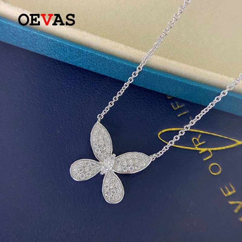 Женское ожерелье из серебра 925 пробы с муассанитом|Подвески| |