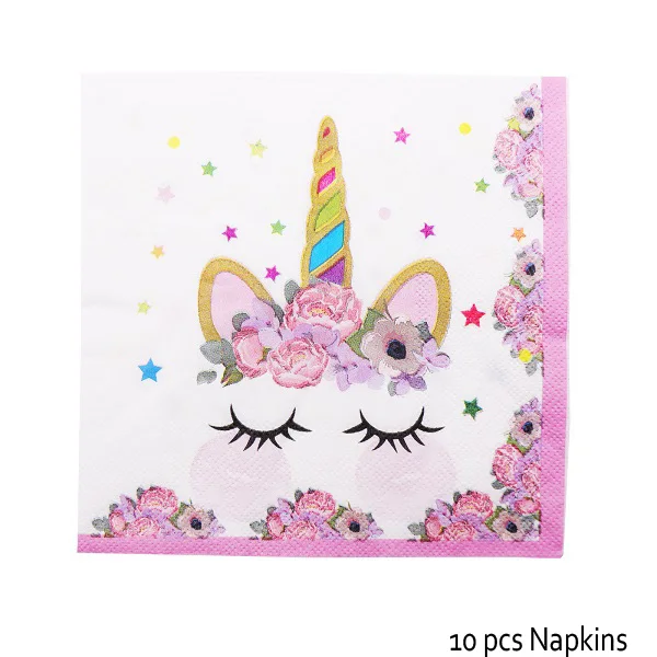 C16 Милые розовые воздушные шары Свеча «Единорог» одноразовая посуда бумажный стаканчик, тарелка для мальчиков и девочек для первого дня рождения свадьбы - Цвет: C16