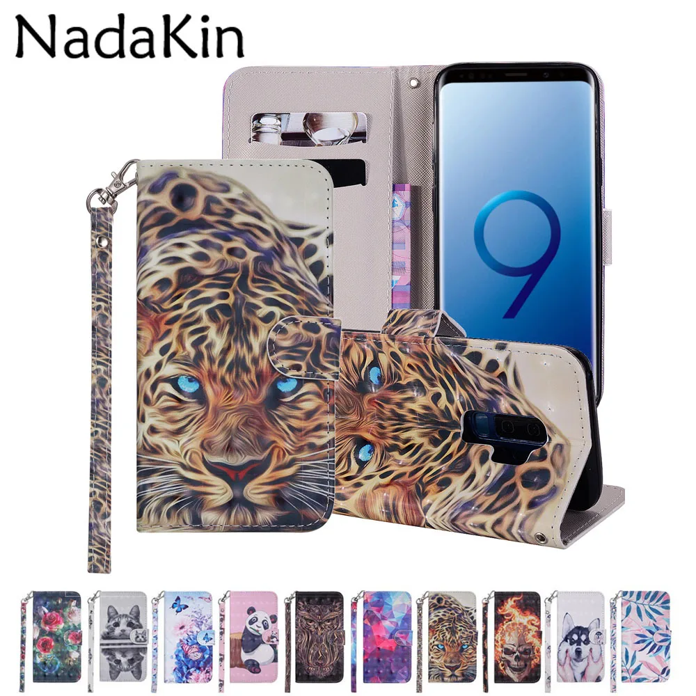 Для samsung Galaxy S10E S10 S8 S9 Plus S7 Edge 3D окрашенный чехол Кожаный чехол-книжка кошелек Карманный с отделениями для карт