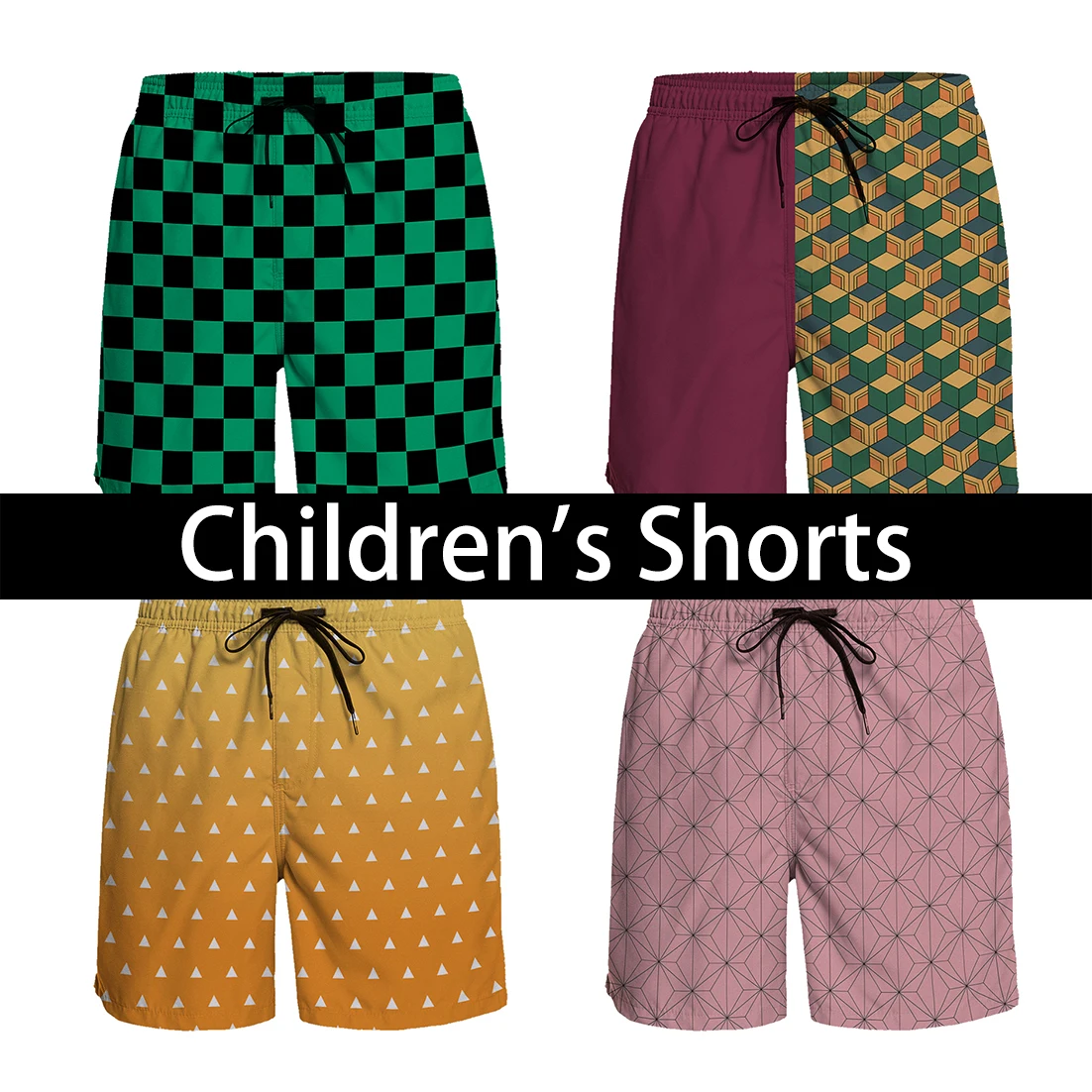 

New Children's Shorts Demon Slayer Shorts Breathable Quick Dry Surfing Beach Pants Kimetsu No Yaiba Motion Casual Running Pants