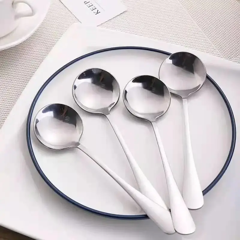 

5pcs/lot Spoon Stainless Steel Long Handle Soup Spoon Kit Dinnerware Student Fork Spoon Portable Household Tableware