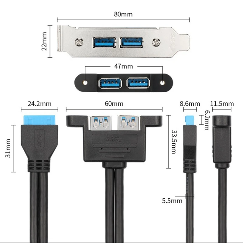 

Desktop Computer USB 3.0 Expansion Board 20P Bezel Cable Pci Bit Expansion USB3.0 High Bezel Rear USB Cable
