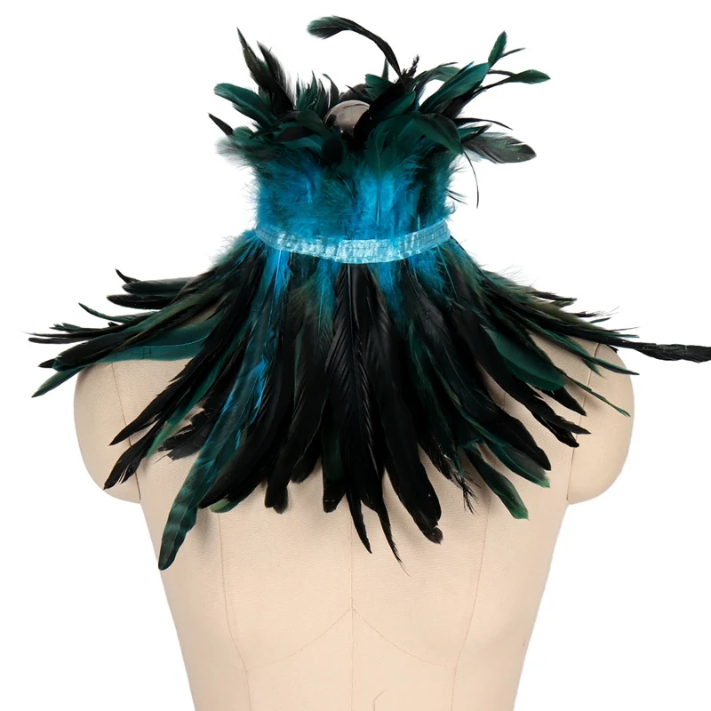 

Body Harness Feather Collar Goth Accessories Rock Style Choker Neck Bondage Belt Adjust Body Cage Feather Harness With Ribbon