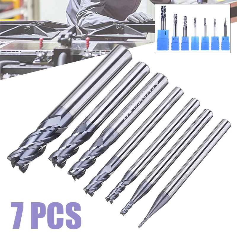 7 шт. 50 градусов 4 флейты карбида вольфрама Концевая мельница набор ЧПУ Фрезерный