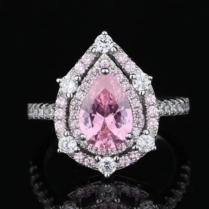 

Женское кольцо из серебра 925 пробы, с розовым бриллиантом и сапфиром