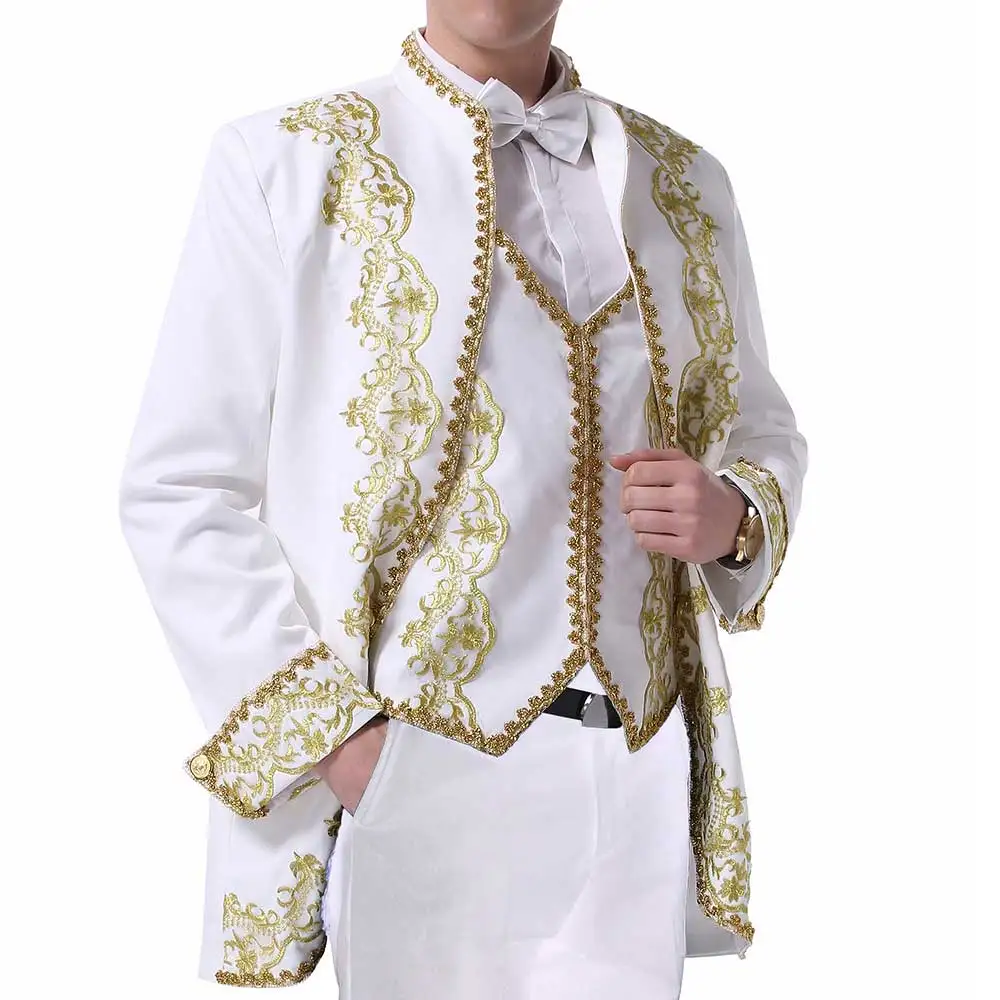 Мужской облегающий Блейзер жакеты жилеты и брюки с воротником стойкой