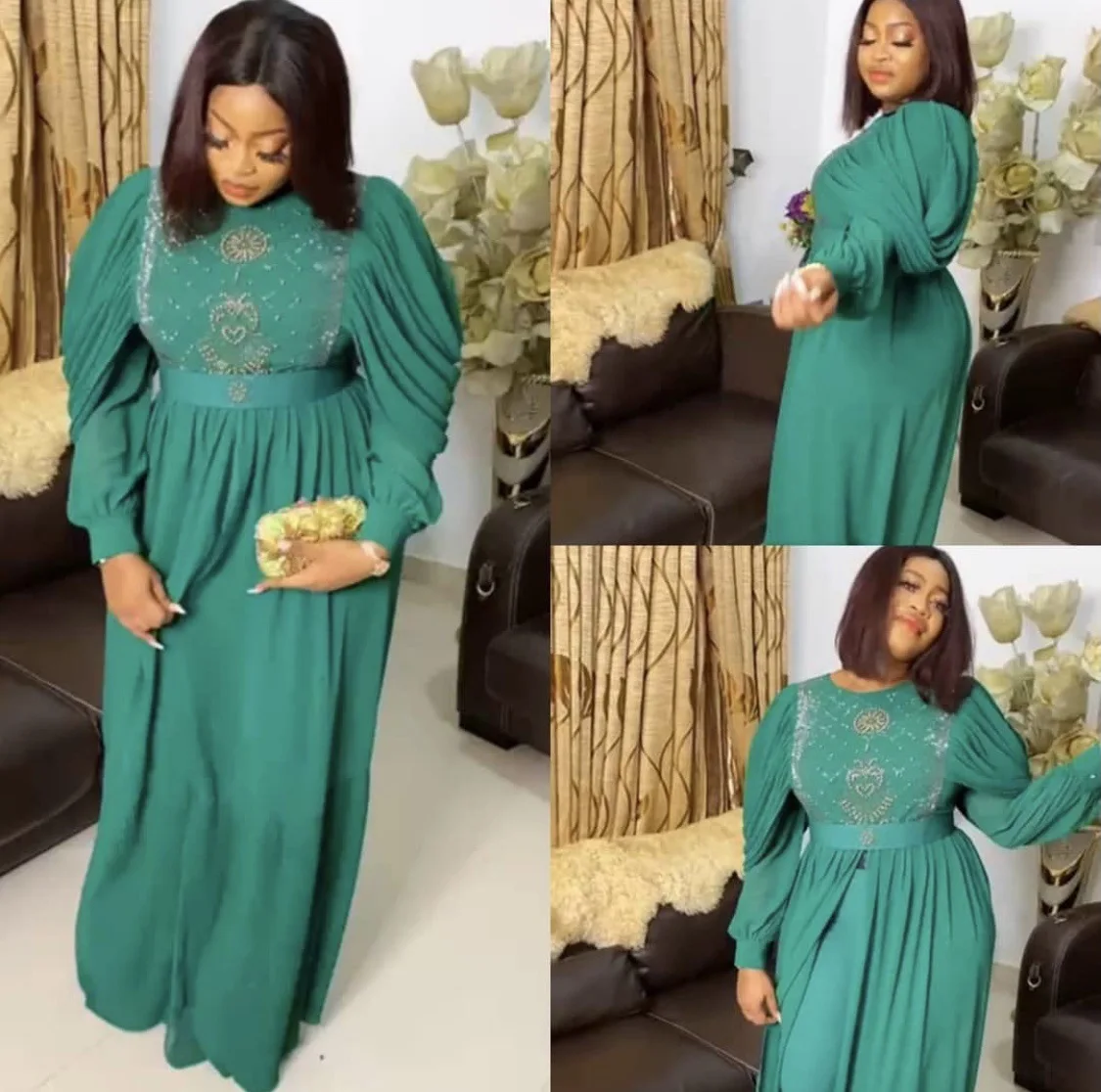 

African Clothes for Women 2021 Summer Fashion African Women Solid Color Long Sleeve Two Pieces Sets Top and Pant