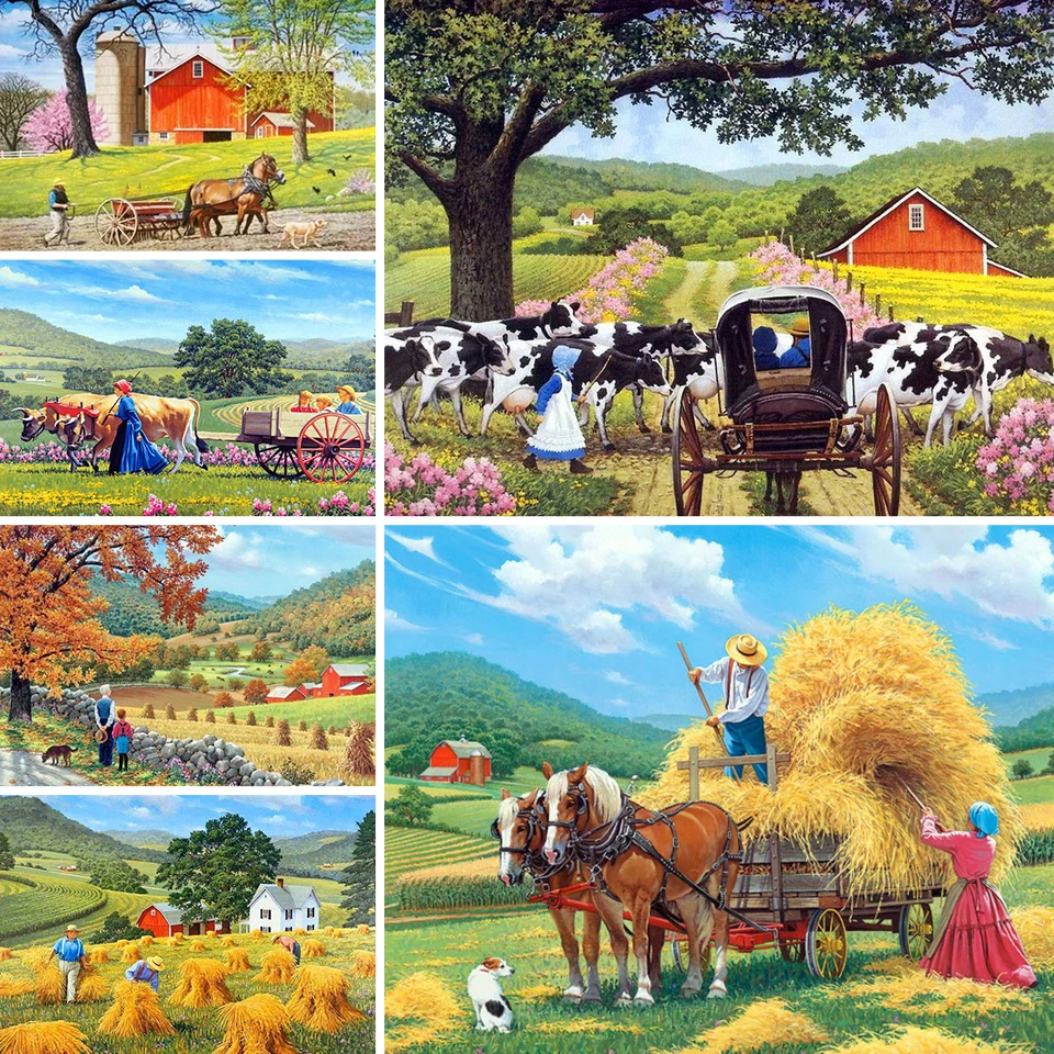 

Алмазная живопись 5D «сделай сам», Набор для вышивки крестиком с изображением пейзажа и фермы, мозаика для осеннего творчества, домашний дек...