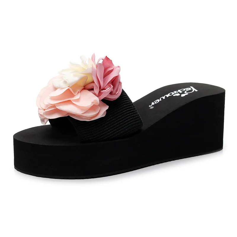 

Шлепанцы женские, на платформе, с открытым носком, на среднем каблуке