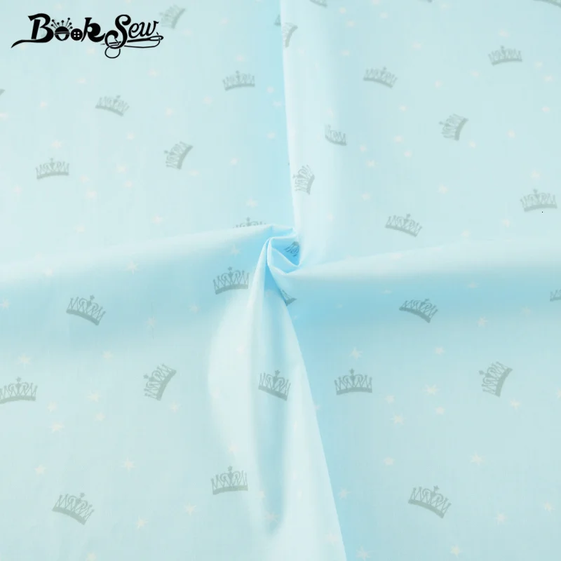 Booksew Печатный дизайн короны Tecido DIY Скрапбукинг Небесно-Голубой саржевой ткани хлопок Ткань краситель шитье лоскутное Tela Algodon