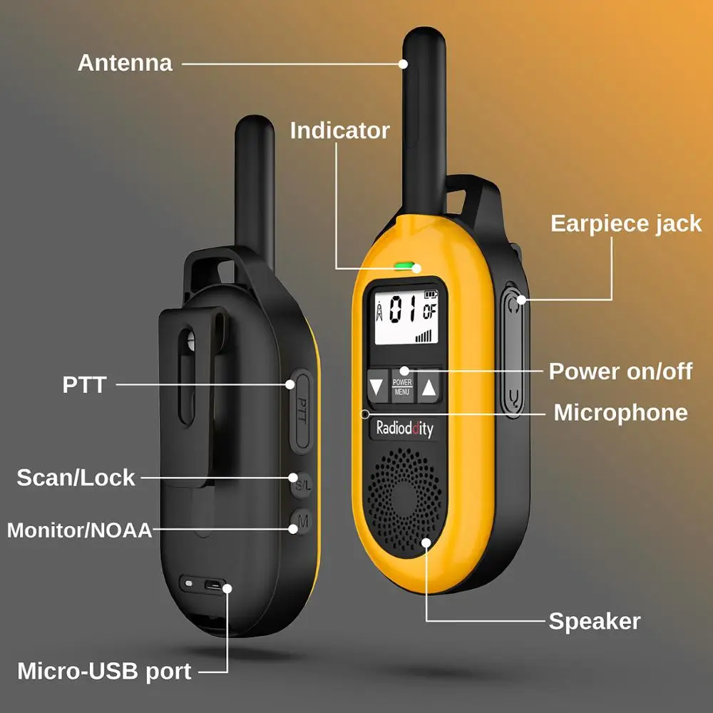 2 шт. радиочастотная FS-T2 FRS/ PR-T2 PMR NOAA без лицензии рация USB зарядка двухстороннее