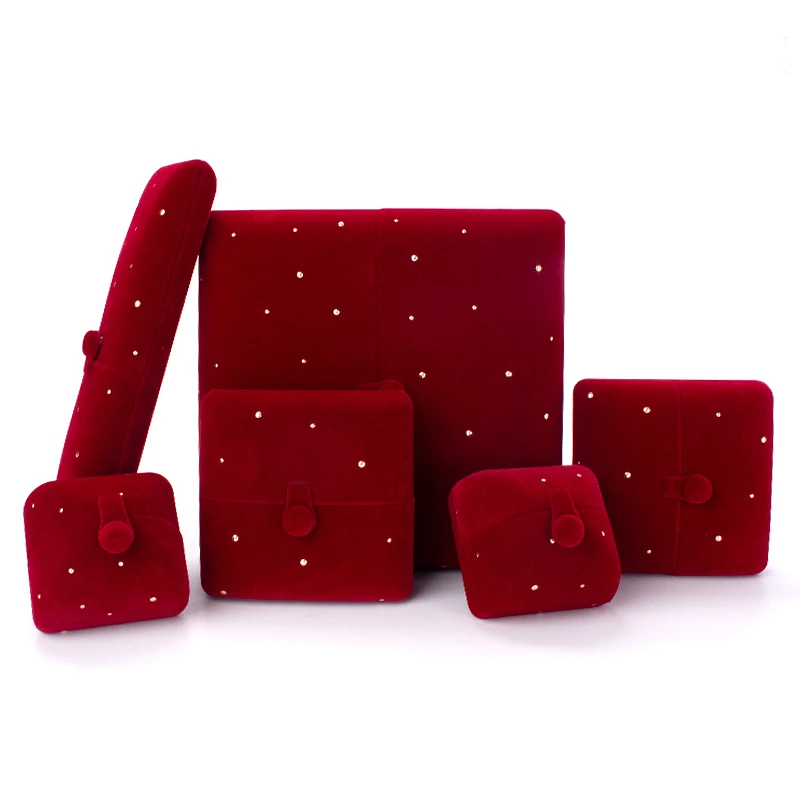 High Quality Red Velet Bracelet Jewelry Packaging Gift Box For Female Earrings Wedding Ring Pendent Display Storage Case Holder