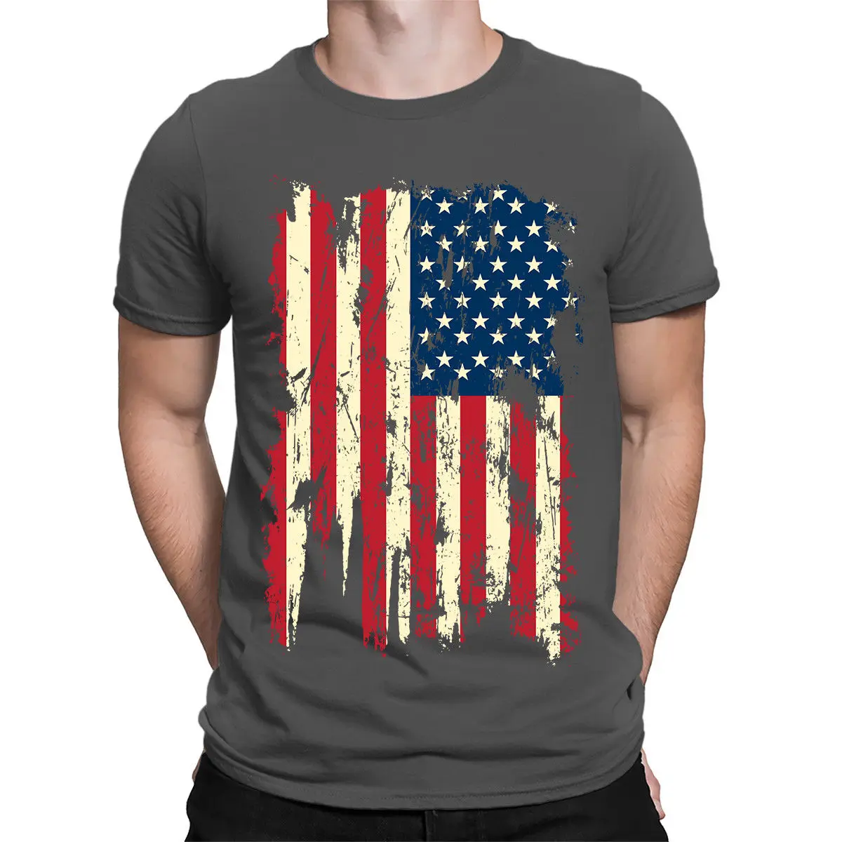 

Colored USA Distressed Flag Patriotism 4th Of July Firework Adult Men's T-Shirt Women Shirt Camiseta Fitness Hombre