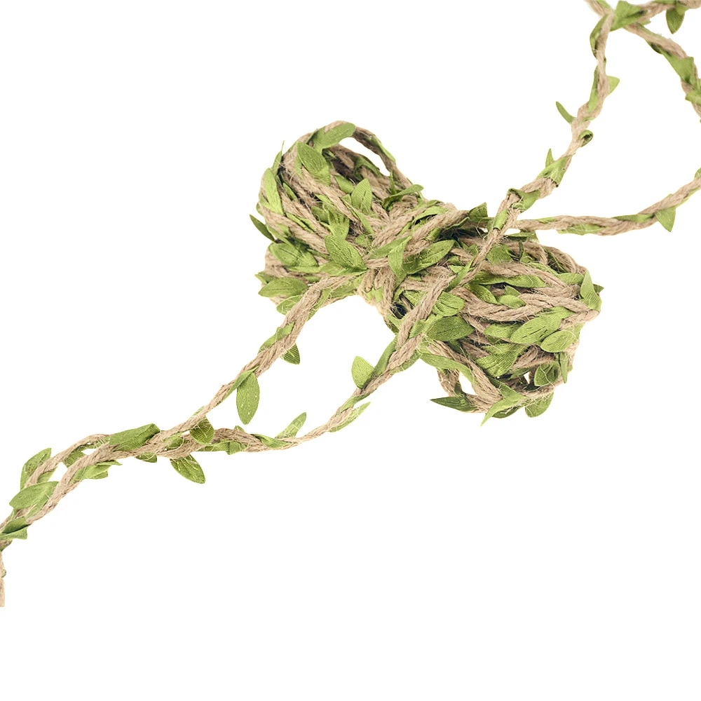 2 м 5 имитация зеленых листьев плетеная пеньковая веревка сделай сам для свадьбы