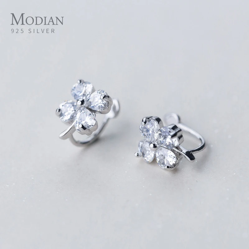 Modian Кафф натуральная 925 стерлингового серебра простой сердца прозрачный CZ клип