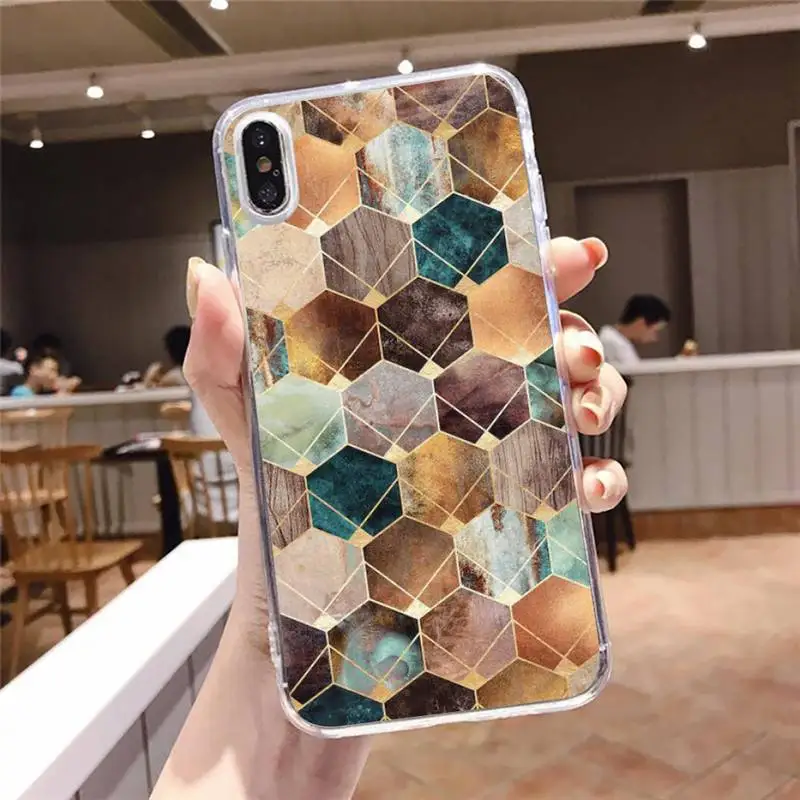 

Marbled pattern Geometric Phone Case Transparent soft For iphone 5 5s 5c se 6 6s 7 8 11 12 plus mini x xs xr pro max