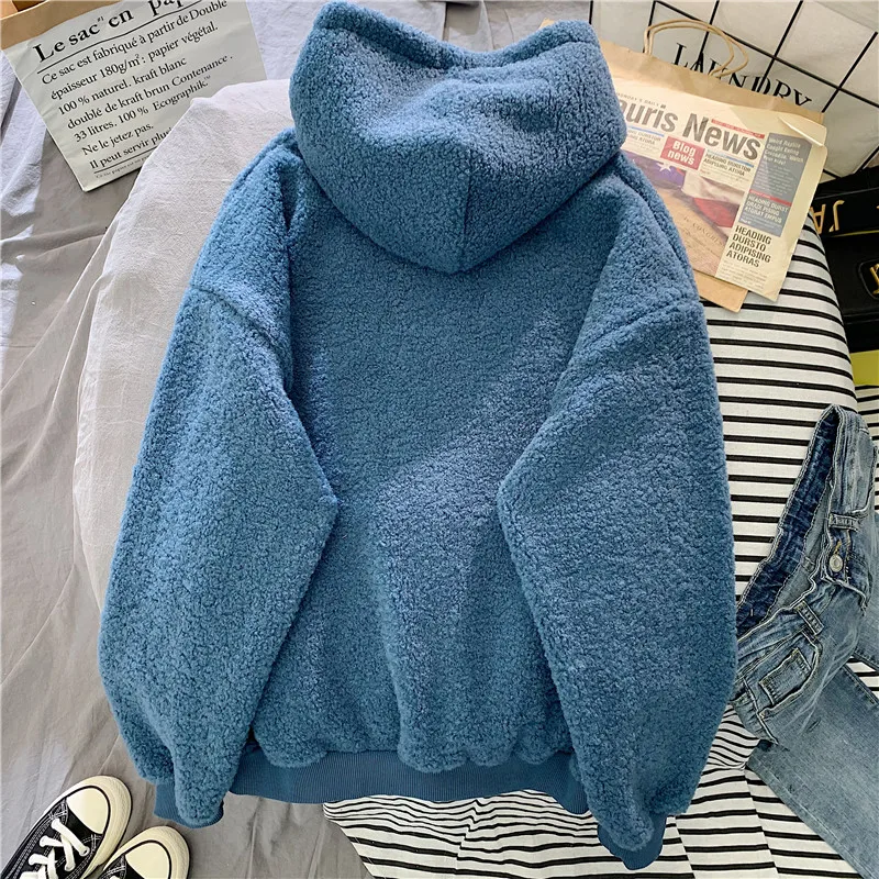 

Sweatshirts Women Solid Color Women's Fleece Thick Warm Hoodies Ladies Long Sleeve Casual Hooded Pullover Clothes Sweatshirt