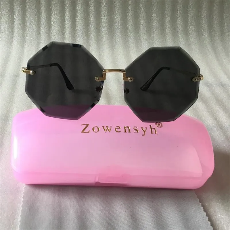 

Zowensyh Polygonal trendy Ocean Sunglasses women gradient rimless trimmed Sun glasses cross border UV400 sunglasses Eyewear