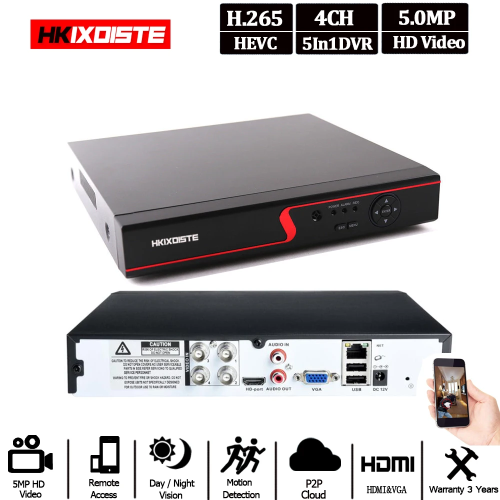 4 канала 5 в 1 Мп МП AHD DVR гибридный видеорегистратор поддержка 4/5 камера IP CCTV