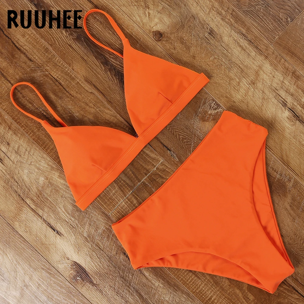 RUUHEE Tie Dye 2020 бикини купальник женский однотонный купальный костюм комплект с