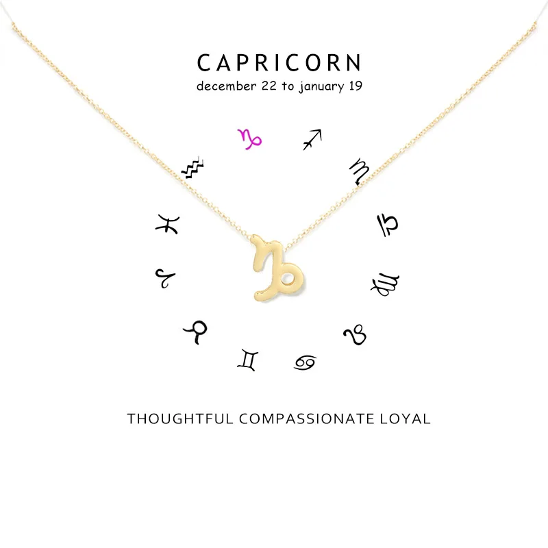 Сверкающий Козерога ожерелье с цепью золотого цвета окунутый кулон ключицы 18 К