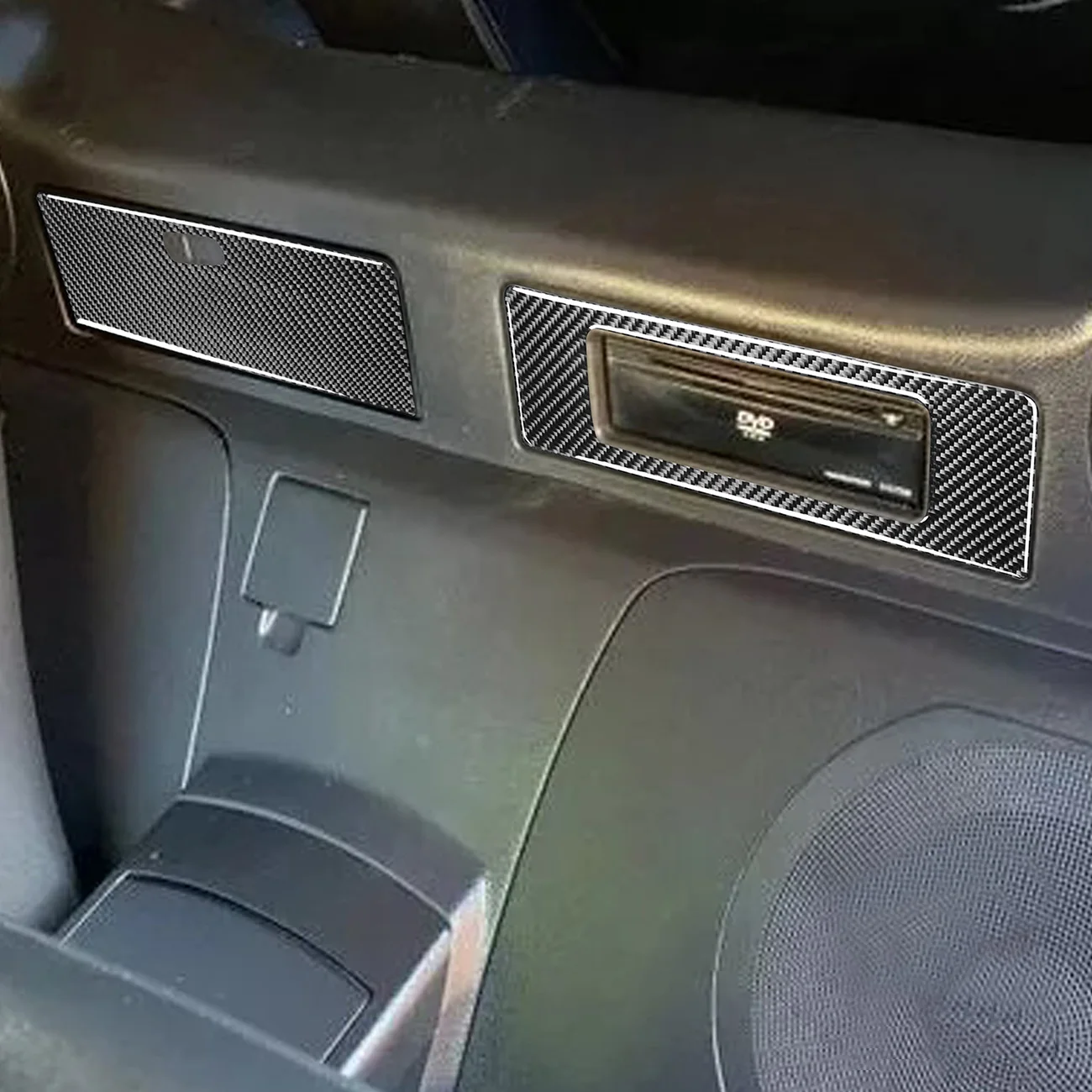 

2pcs Carbon Fiber Sticker Car Interior Decoration DVD Control Panel Player Storage Box Cover Trim For Nissan 350Z