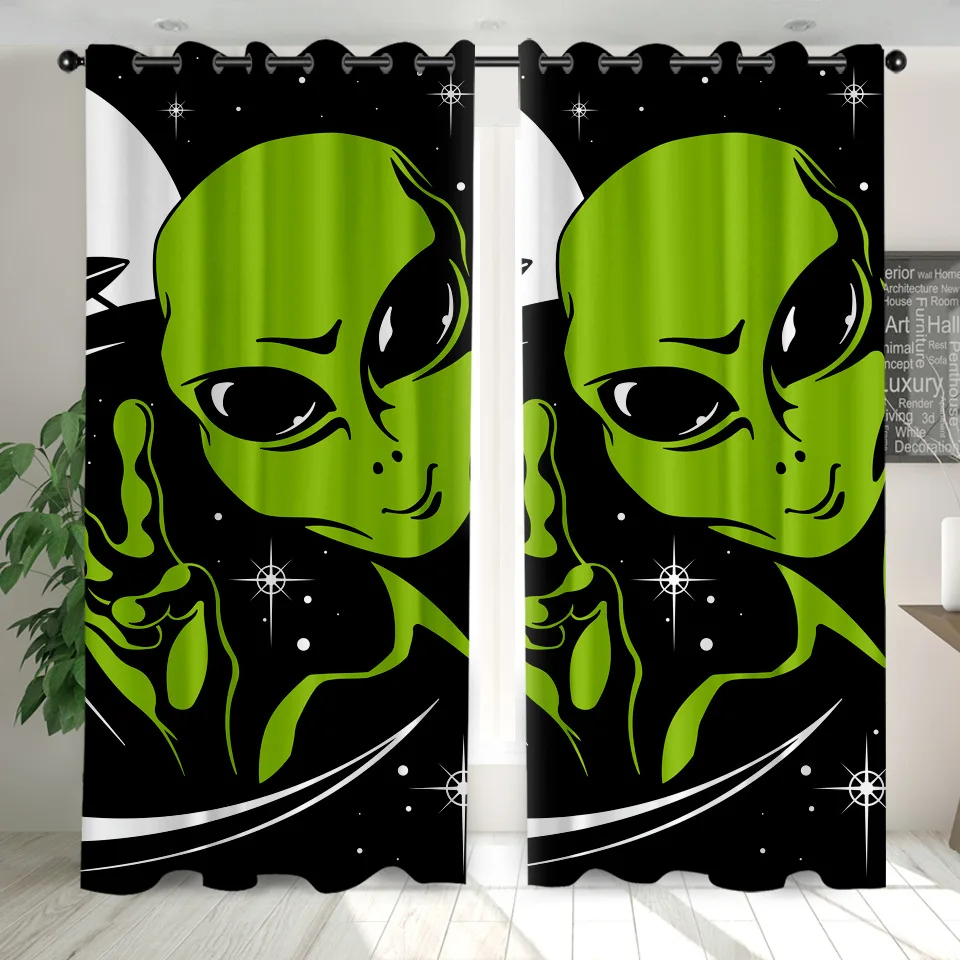 

SOFTBATF Alien Windows Curtains Darkening for Living Room Bedroom Decorative Kitchen Curtains Dropshipping
