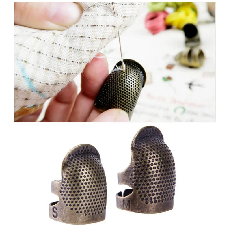 2pcs Safety Embroidery Metal Finger Protector Ring Vintage Wear Thimble Craft for Cross Stitch Weaving Sewing Tools kit | Дом и сад