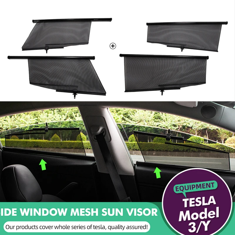 

4Pcs Newest Car Window Sunshade Covers Windshield Sun Shade Curtain Side Window Auto Sunshade For Tesla Model 3 2020 Accessories