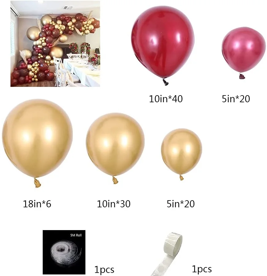 Guirnalda de globos de 18 pulgadas para Metal dorado, juego de arco de plumas rojas para adultos, suministros de decoraci&oacute;n para cumplea&ntilde;os y boda, 118 piezas-1